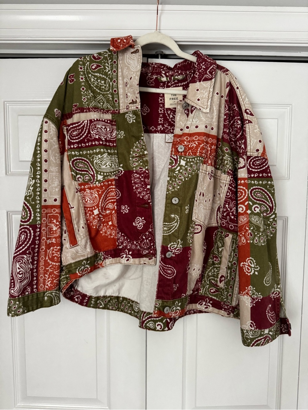 Patchwork Bandana Jacket in Olive, Burgundy & Cream
